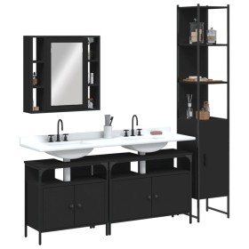 Juego de muebles de baño 4 piezas madera de ingeniería negro de , Muebles de baño - Ref: Foro24-3214745, Precio: 268,56 €, De...