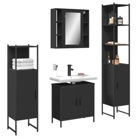 4-teiliges Badezimmermöbelset aus schwarzer Spanplatte von , Badezimmermöbel - Ref: Foro24-3214770, Preis: 249,34 €, Rabatt: %