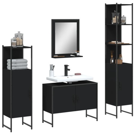 Juego de muebles de baño 4 piezas madera de ingeniería negro von , Badezimmermöbel - Ref: Foro24-3214359, Preis: 233,17 €, Ra...