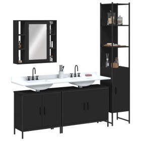 4-teiliges Badezimmermöbelset aus schwarzer Spanplatte von , Badezimmermöbel - Ref: Foro24-3214750, Preis: 258,94 €, Rabatt: %