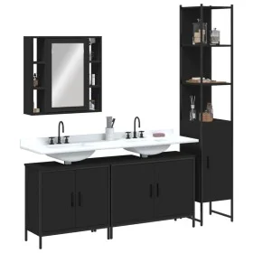Juego de muebles de baño 4 piezas madera de ingeniería negro de , Muebles de baño - Ref: Foro24-3214750, Precio: 254,62 €, De...