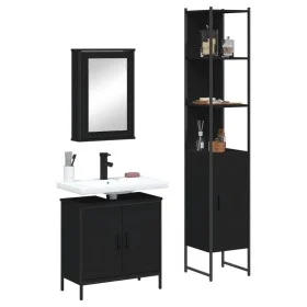 3-teiliges Badezimmermöbelset aus schwarzer Sperrholzholzplatte. von , Badezimmermöbel - Ref: Foro24-3214800, Preis: 183,39 €...