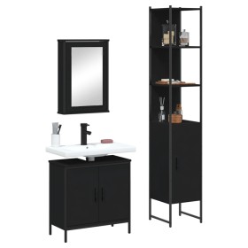 Juego de muebles de baño 3 pzas madera contrachapada negro de , Muebles de baño - Ref: Foro24-3214800, Precio: 186,61 €, Desc...
