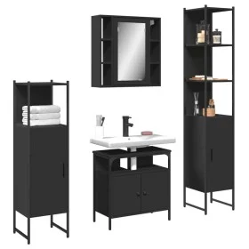 4-teiliges Badezimmermöbelset aus schwarzer Spanplatte von , Badezimmermöbel - Ref: Foro24-3214765, Preis: 248,73 €, Rabatt: %