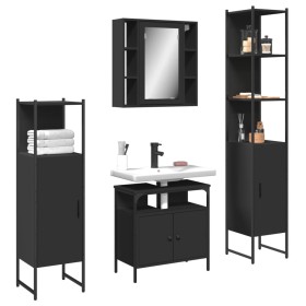 4-teiliges Badezimmermöbelset aus schwarzer Spanplatte von , Badezimmermöbel - Ref: Foro24-3214765, Preis: 253,64 €, Rabatt: %