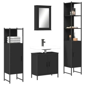 4-teiliges Badezimmermöbelset aus schwarzer Sperrholzholzplatte. von , Badezimmermöbel - Ref: Foro24-3214830, Preis: 233,92 €...