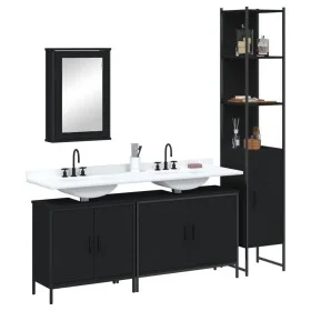4-teiliges Badezimmermöbelset aus schwarzer Sperrholzholzplatte. von , Badezimmermöbel - Ref: Foro24-3214810, Preis: 234,26 €...
