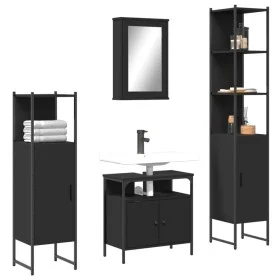 4-teiliges Badezimmermöbelset aus schwarzer Sperrholzholzplatte. von , Badezimmermöbel - Ref: Foro24-3214825, Preis: 229,15 €...