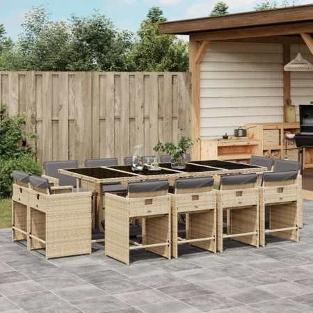 Garden dining set with 13-piece synthetic rattan beige cushions. by , Garden sets - Ref: Foro24-3211224, Price: 826,61 €, Dis...