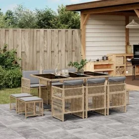 Garden dining set 11 pieces with beige synthetic rattan cushions by , Garden sets - Ref: Foro24-3210972, Price: 552,43 €, Dis...