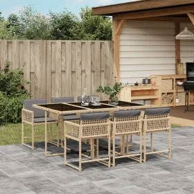 7-piece garden dining set with beige synthetic rattan cushions. by , Garden sets - Ref: Foro24-3211452, Price: 420,52 €, Disc...