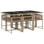 Garten-Essgruppe 7-teilig mit beigen Polstern aus synthetischem Rattan von , Gartensets - Ref: Foro24-3211452, Preis: 420,96 ...