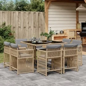 Garden dining set 9 pieces with beige synthetic rattan cushions by , Garden sets - Ref: Foro24-3211740, Price: 487,00 €, Disc...