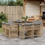 Garden dining set 9 pieces with beige synthetic rattan cushions by , Garden sets - Ref: Foro24-3211740, Price: 506,66 €, Disc...