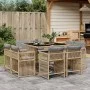 Set comedor de jardín 9 pzas con cojines ratán sintético beige de , Conjuntos de jardín - Ref: Foro24-3211740, Precio: 486,44...