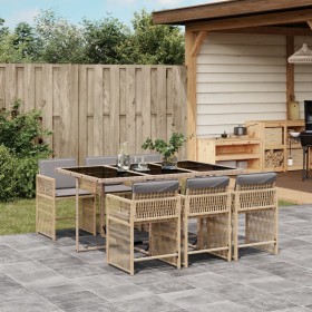 7-piece garden dining set with beige synthetic rattan cushions. by , Garden sets - Ref: Foro24-3211632, Price: 477,62 €, Disc...
