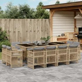 Garden dining set with 13-piece synthetic rattan beige cushions. by , Garden sets - Ref: Foro24-3211044, Price: 860,18 €, Dis...