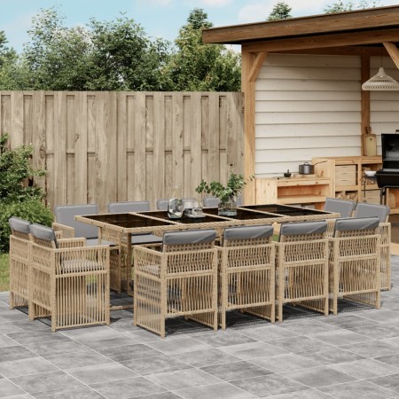 Garten-Essgruppe mit 13-teiligen Kissen aus synthetischem Rattan in Beige. von , Gartensets - Ref: Foro24-3211044, Preis: 767...