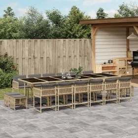 Garden dining set 17 pieces with beige synthetic rattan cushions by , Garden sets - Ref: Foro24-3211548, Price: 960,66 €, Dis...