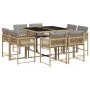 Set comedor de jardín 9 pzas con cojines ratán sintético beige de , Conjuntos de jardín - Ref: Foro24-3211560, Precio: 450,69...