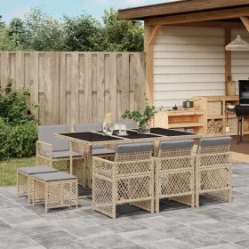 Garden dining set 11 pieces with beige synthetic rattan cushions by , Garden sets - Ref: Foro24-3210792, Price: 546,77 €, Dis...