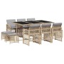 Garden dining set 11 pieces with beige synthetic rattan cushions by , Garden sets - Ref: Foro24-3210792, Price: 498,02 €, Dis...