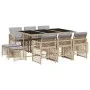 Garden dining set 11 pieces with beige synthetic rattan cushions by , Garden sets - Ref: Foro24-3210792, Price: 546,77 €, Dis...