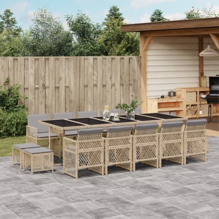Garten-Essgruppe mit 15-teiligen Kissen aus synthetischem Rattan in Beige. von , Gartensets - Ref: Foro24-3210816, Preis: 907...