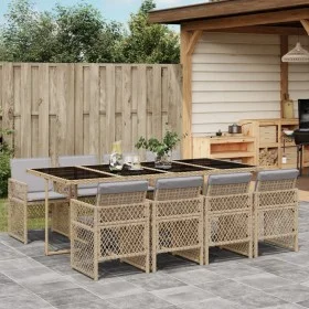 Garden dining set 9 pieces with beige synthetic rattan cushions by , Garden sets - Ref: Foro24-3210744, Price: 673,86 €, Disc...