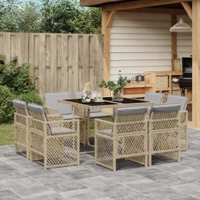 Garden dining set 9 pieces with beige synthetic rattan cushions by , Garden sets - Ref: Foro24-3210840, Price: 495,95 €, Disc...