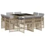 Garden dining set 9 pieces with beige synthetic rattan cushions by , Garden sets - Ref: Foro24-3210840, Price: 495,18 €, Disc...