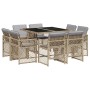Set comedor de jardín 9 pzas con cojines ratán sintético beige de , Conjuntos de jardín - Ref: Foro24-3210840, Precio: 505,31...