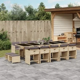 Garden dining set with 15-piece synthetic rattan beige cushions by , Garden sets - Ref: Foro24-3211176, Price: 898,72 €, Disc...