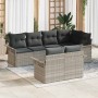 Conjunto de sofá de jardín con cojín 7 pcs Gris claro Poliratán