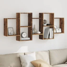 Aged engineered wood wall shelf 159x18x65 cm by , Shelves and shelves - Ref: Foro24-853216, Price: 57,92 €, Discount: %