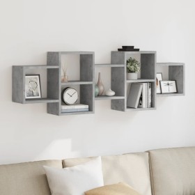 Estante de pared madera ingeniería gris hormigón 129x18x42 cm de , Estantes y estanterías - Ref: Foro24-853221, Precio: 53,18...