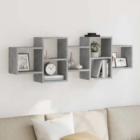 Engineered wood gray concrete wall shelf 129x18x42 cm by , Shelves and shelves - Ref: Foro24-853221, Price: 52,16 €, Discount: %