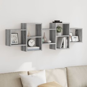 Estante de pared madera ingeniería gris Sonoma 129x18x42 cm de , Estantes y estanterías - Ref: Foro24-853223, Precio: 52,34 €...