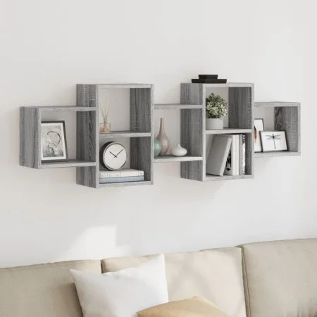 Engineered wood gray Sonoma wall shelf 129x18x42 cm by , Shelves and shelves - Ref: Foro24-853223, Price: 51,34 €, Discount: %