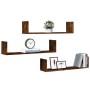 Estantes pared 3 uds madera ingeniería roble ahumado 80x18x18cm de , Estantes y estanterías - Ref: Foro24-853294, Precio: 34,...