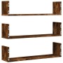 Estantes pared 3 uds madera ingeniería roble ahumado 80x18x18cm de , Estantes y estanterías - Ref: Foro24-853294, Precio: 34,...