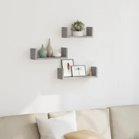 Wall shelf 3 units engineered wood gray concrete by , Shelves and shelves - Ref: Foro24-853311, Price: 18,97 €, Discount: %
