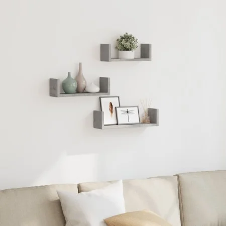Wall shelf 3 units engineered wood gray concrete by , Shelves and shelves - Ref: Foro24-853311, Price: 18,97 €, Discount: %
