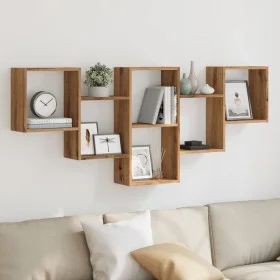 Engineered oak wood handmade wall shelf 159x18x66 cm by , Shelves and shelves - Ref: Foro24-853307, Price: 47,87 €, Discount: %