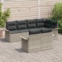 Conjunto de sofá de jardín con cojín 7 pcs Gris claro Poliratán