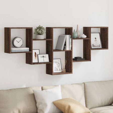 Engineered wood brown oak wall shelf 159x18x66 cm by , Shelves and shelves - Ref: Foro24-853305, Price: 51,26 €, Discount: %