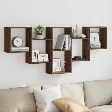 Engineered wood brown oak wall shelf 159x18x66 cm by , Shelves and shelves - Ref: Foro24-853305, Price: 50,57 €, Discount: %