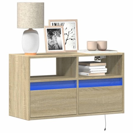 Wand-TV-Möbel mit LED-Lichtern in Sonoma-Eiche 80x31x45 cm von , TV-Möbel - Ref: Foro24-852329, Preis: 62,46 €, Rabatt: %