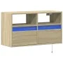Wall-mounted TV unit with LED lights Sonoma oak 80x31x45 cm by , TV Furniture - Ref: Foro24-852329, Price: 61,65 €, Discount: %