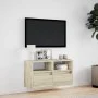 Wall-mounted TV unit with LED lights Sonoma oak 80x31x45 cm by , TV Furniture - Ref: Foro24-852329, Price: 61,65 €, Discount: %